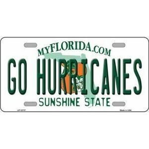 NCAA Go Hurricanes License Plate College Background Metal Tag "U.S.A." Miami UM